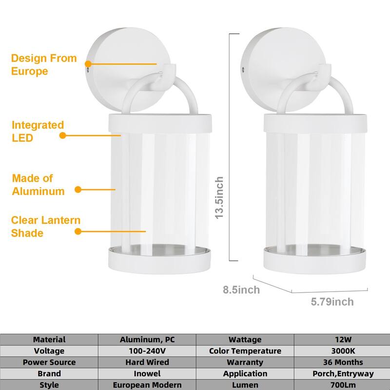 Lights Outdoor Wall Sconce Lantern Exterior IP65 Waterproof LED Wall Light Classic Wall Lamp Round Lighting