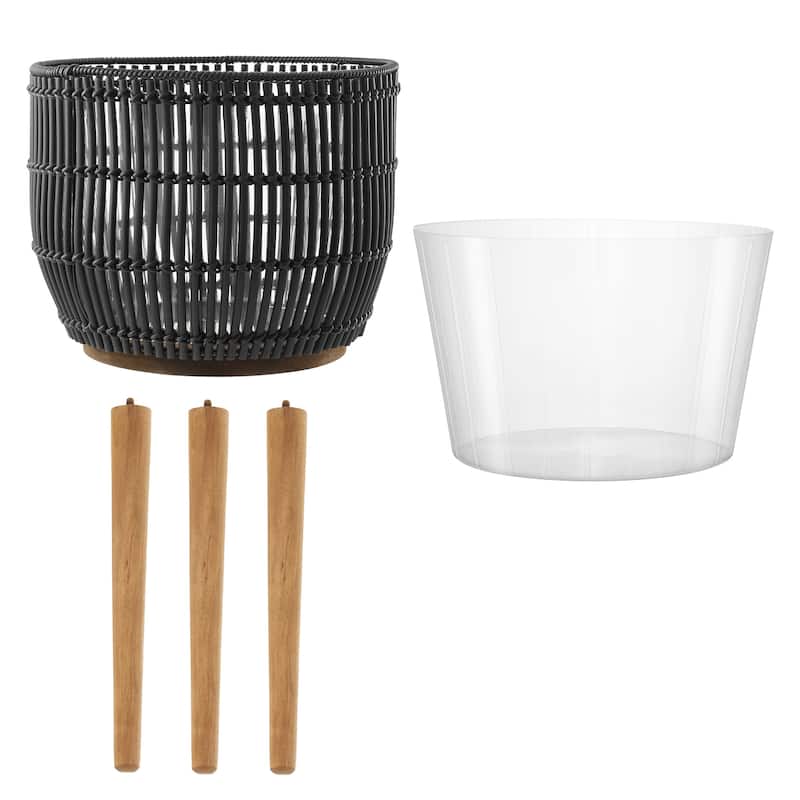 Indoor Planter with Stand Large Rattan Basket for Plants and Flowers