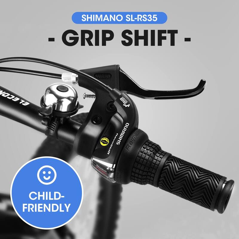 20 Inch Kids Mountain Bike Height Carbon Steel Frame 7 Speed Bicycles, Front Suspension Disc Brake Rear V-Brake for Kids, Teens