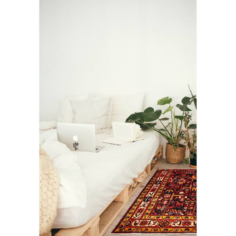 ECARPETGALLERY Hand-knotted Anatolian Dark Brown Wool Rug - 3'2 x 4'4