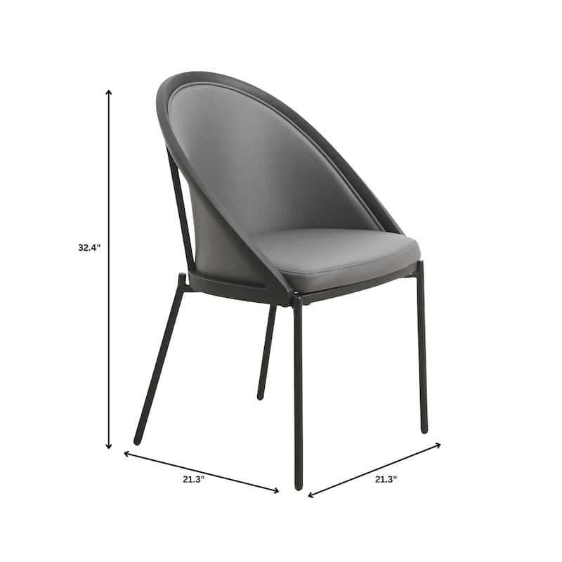Vinyl Dining Chair with Curved Back and Stainless Steel Legs Set of 4