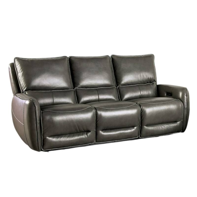 Pono Power Reclining Sofa, Gray Top Grain Leather, 85 Inch, Zero Gravity