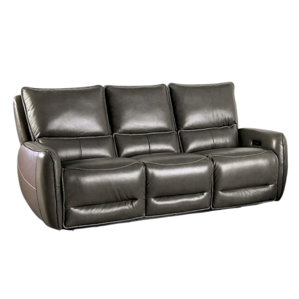 Pono Power Reclining Sofa, Gray Top Grain Leather, 85 Inch, Zero Gravity