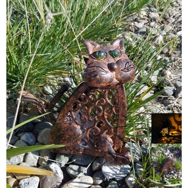 Metal Antique Color Cat With Amber Led Solar Light Free Metal Antique Color Cat With Amber Led Solar Light Free Shipping On Orders Over 45 23536247