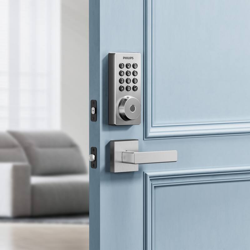 Philips Smart Wi-Fi Door Lock with Lighted Keypad and Lever Set - Satin Nickel