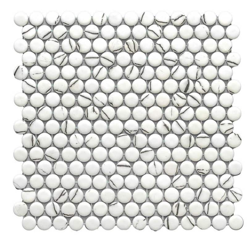 The Tile Life Eterna Penny 12x12 Round Glass Mosaic Floor, Wall & Backsplash Tile