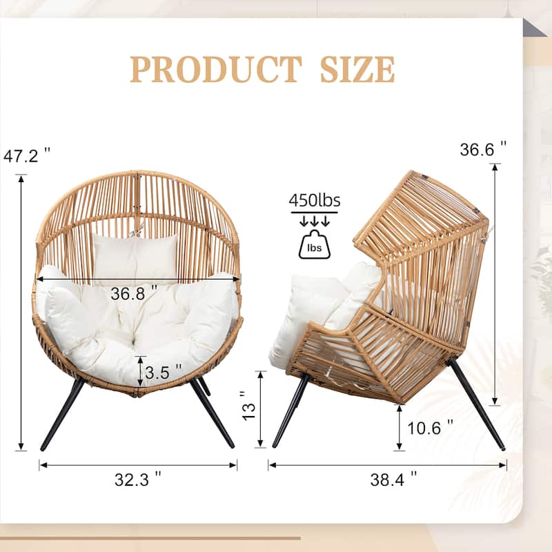 Futzca Wicker Egg Chair with Cushion