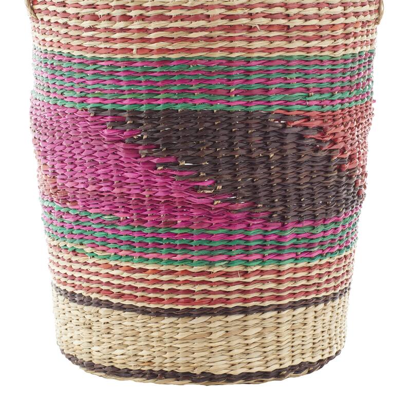 Pink Seagrass Handmade Storage Basket (Set of 3)