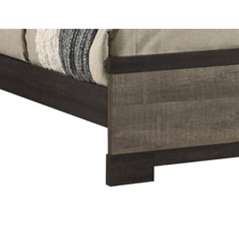Ruthe Queen Panel Bed with Horizontal Trim Lines, Gray Grained Wood