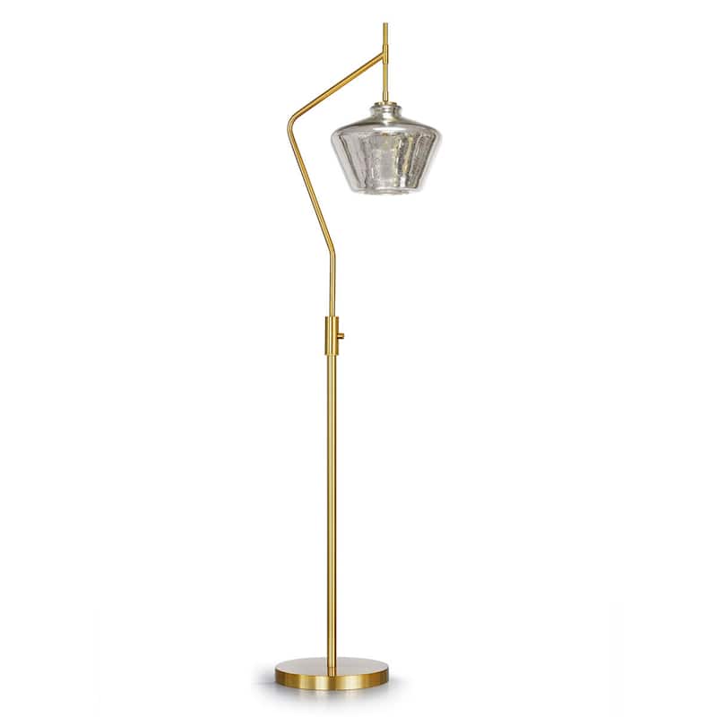 Café 69"H Glass Shade Floor Lamp - Brass /MercuryGlassShade