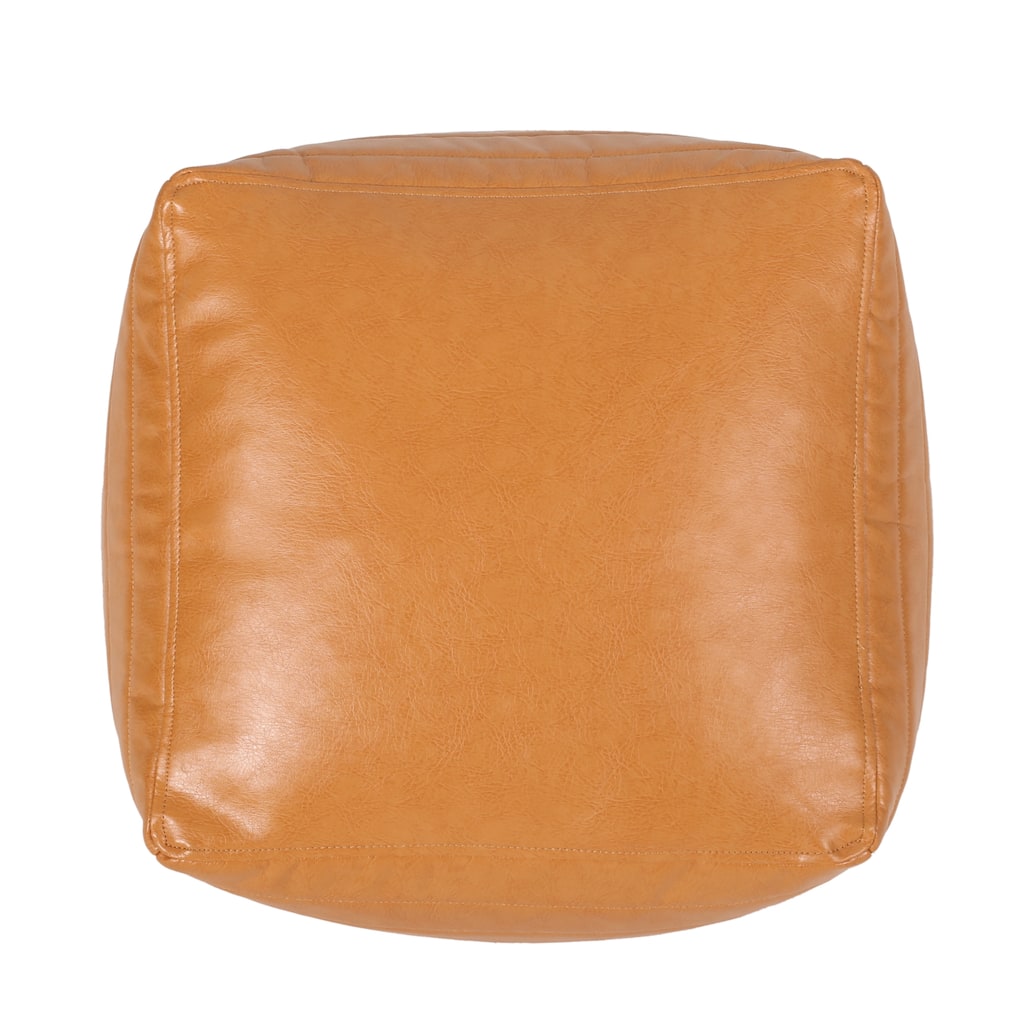 Stylish look Contemporary Faux Leather Suqare Pouf Easy to maintain