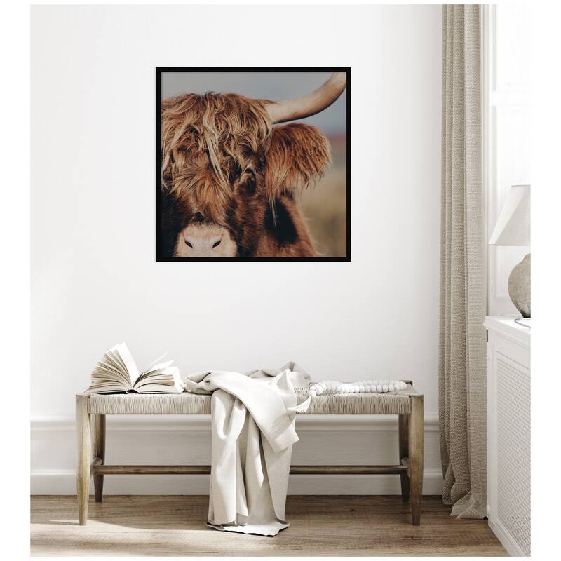 Kate and Laurel Nosy Highland by Laura Evans Framed Wall Art Print