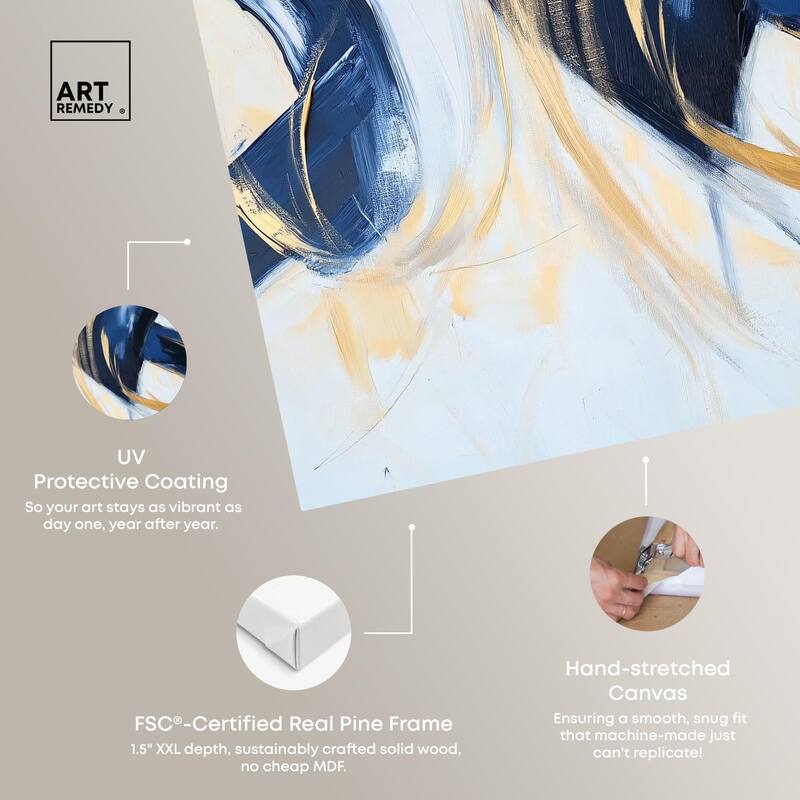 Navy and Gold Rings II Canvas by Art Remedy, Gallery Wrapped
