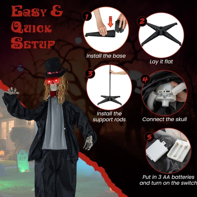 Black Metal Fabric 7.2ft Standing Halloween Animatronic Groom