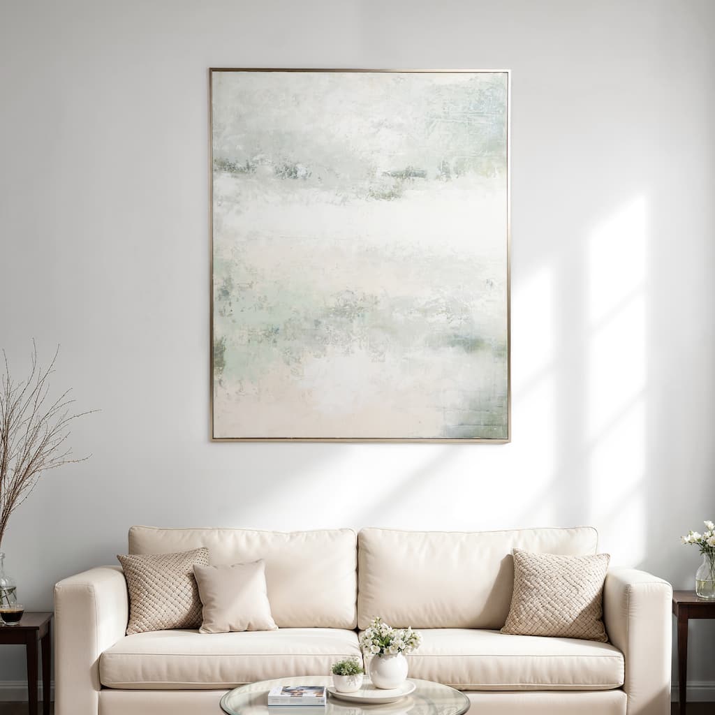 Canvas Wall Art Glam Modern Wood Frame Abstract Design - 60" Green