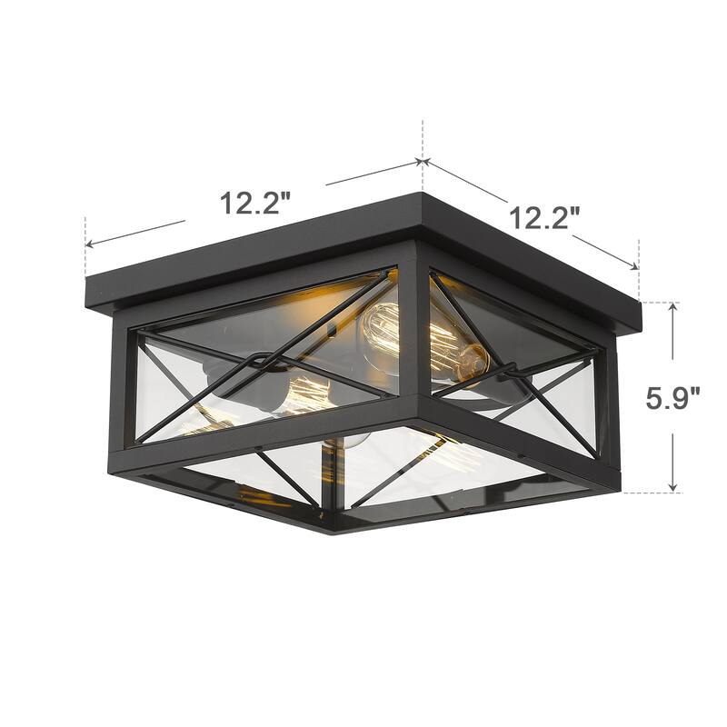 2-Light Flush Mount Ceiling Lights,Black Finish