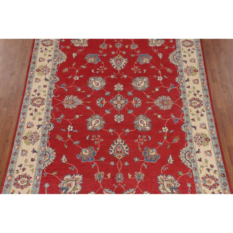 Red Oushak Oriental Area Rug Handmade Wool Carpet - 6'7" x 9'8"