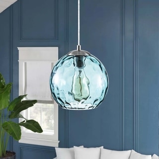 1 Light Brushed Nickel Globe Pendant with Clear Deco Swirl Glass Shade Bed Bath Beyond 37447427