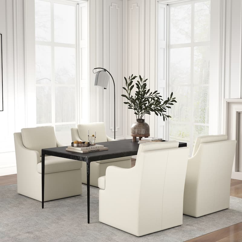 Upholstered Dining Chairs, Modern Kitchen Chairs Dinner Chairs with 4 Casters - Set of 4 - Beige