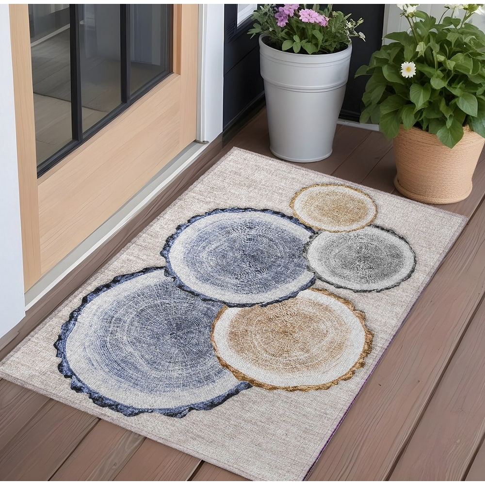 Alfiv Nature Weather Resistant Blended Style Outdoor Rug
