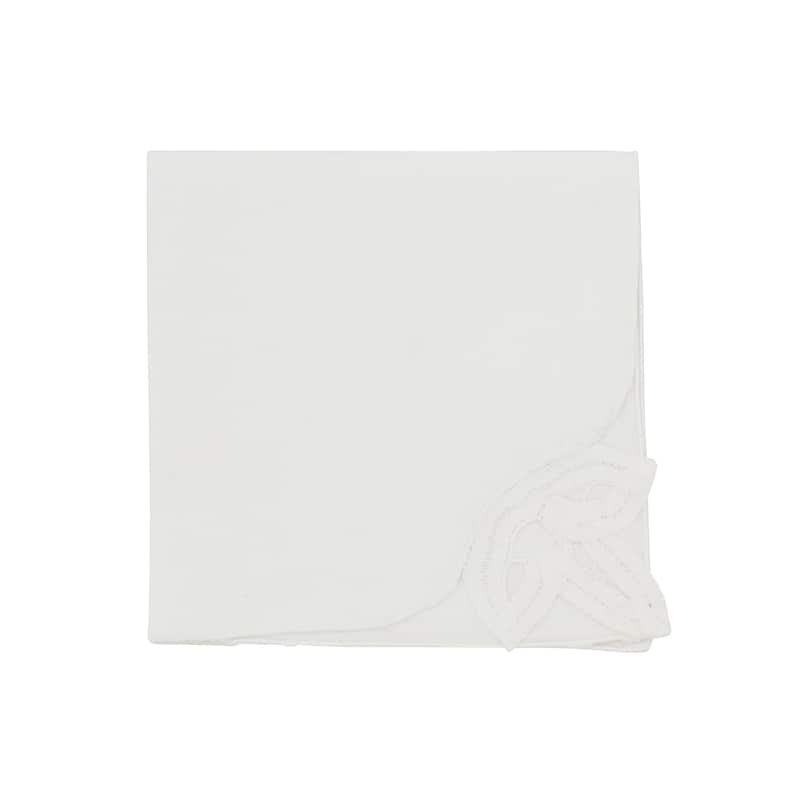 Textured Cotton Decorative Napkins (Set of 12) - Stitched Corner Detail for Dining and Entertaining, 12"x12" - Set of 12