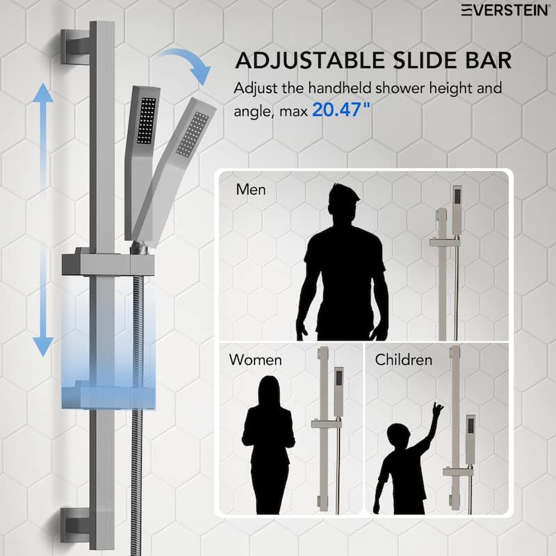 Slide Bar High-Pressure Balancing Shower System 10" Rainfall Shower Head with Handheld Shower