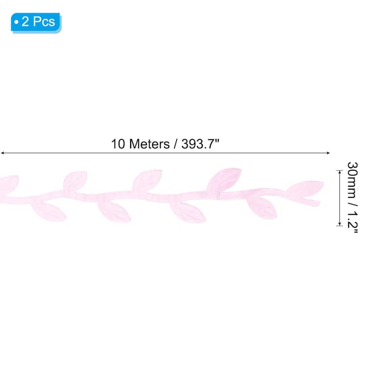 22 Yards Leaf Ribbon, Leaves Trim Rope Artificial, Style 8 - Pink