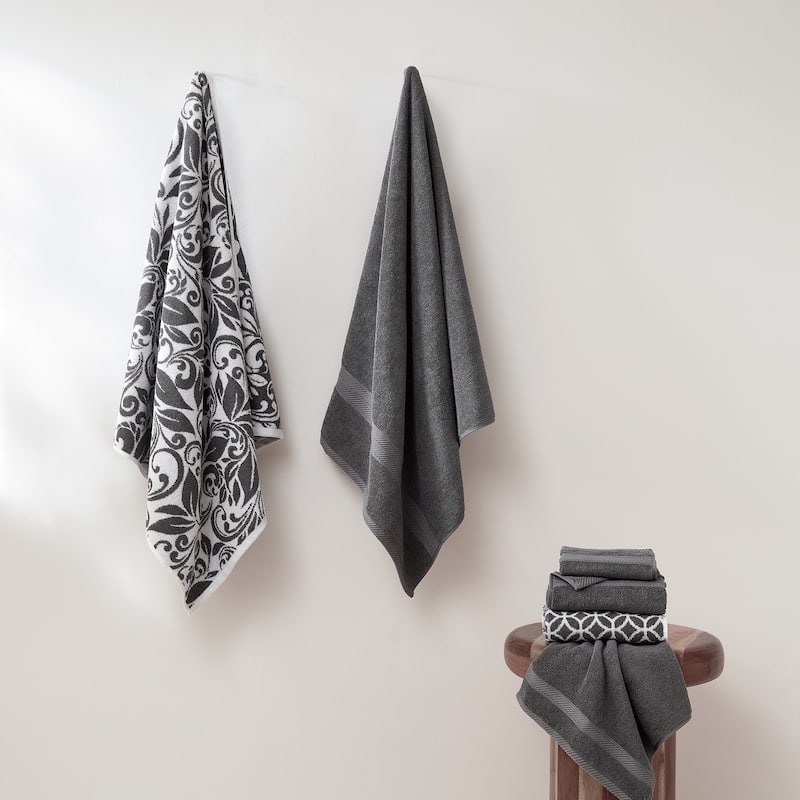 Modern Threads Trefoil Filigree 6 Piece Yarn Dyed Jacquard Towel Set