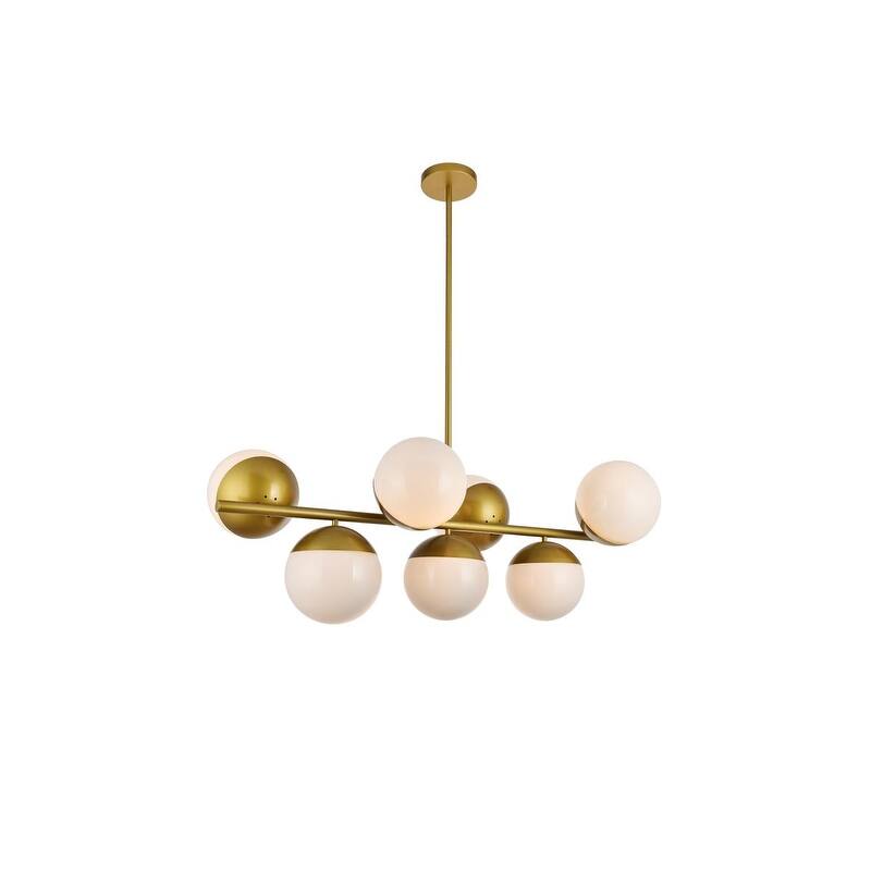 7-Light 43 inch Pendant with Frosted White Glass