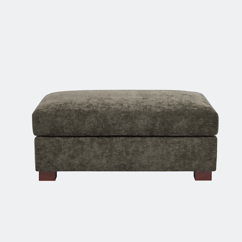 41" W Modern Rectangle Chenille Ottoman