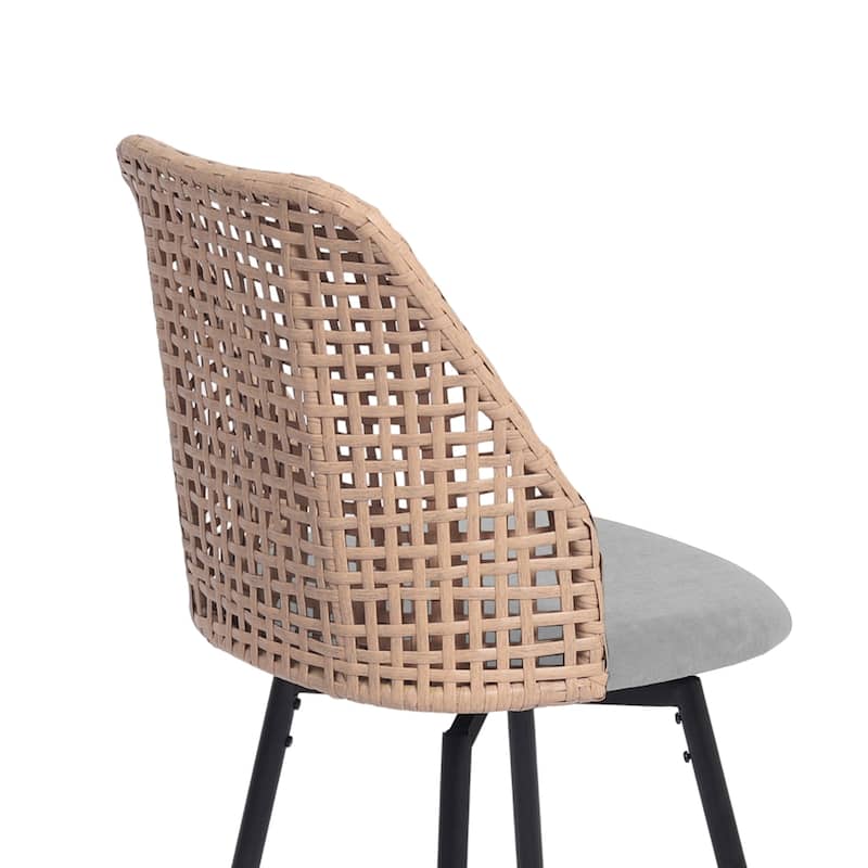 2 Set Wicker 27" Upholstered Counter Bar Stool With Back