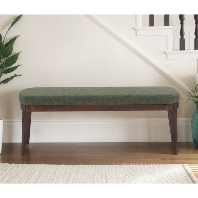 Forma Mid-Century Modern Faux Leather Bench with Wood Legs by Christopher Knight Home - Green