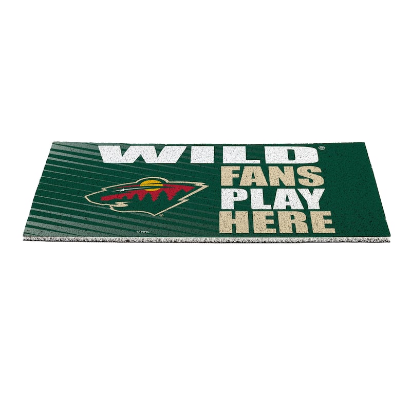 28 in. x 16 in. Minnesota Wild "Fans Play Here" PVC Door Mat