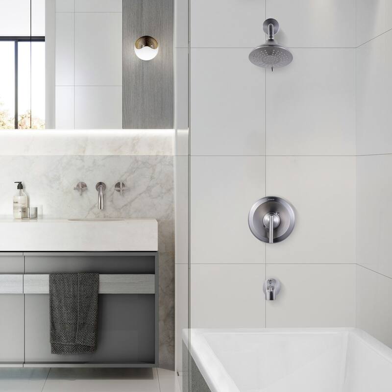 WOWOW Single-Handle 5-Spary Round Shower Faucet with Tub Spout