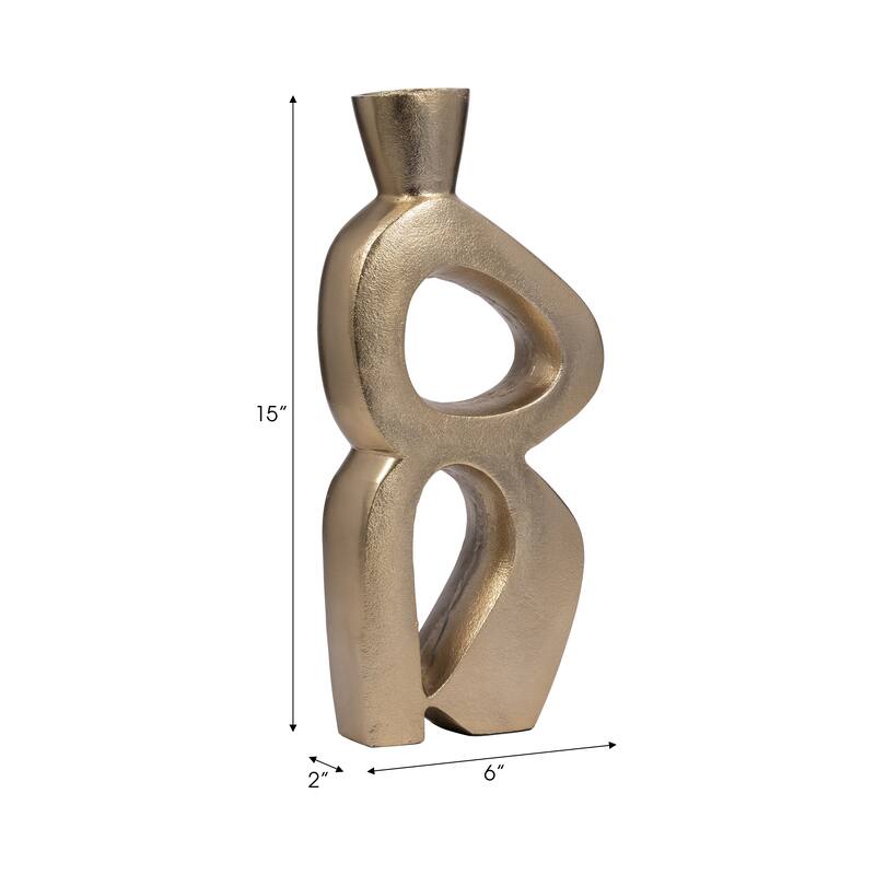 Sagebrook Home Modern Metal Gold Solid Color Novelty Abstract Vase