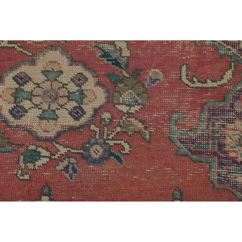 Vintage Geometric Tabriz Persian Area Rug Hand-Knotted Wool Carpet - 6'6" x 9'7"