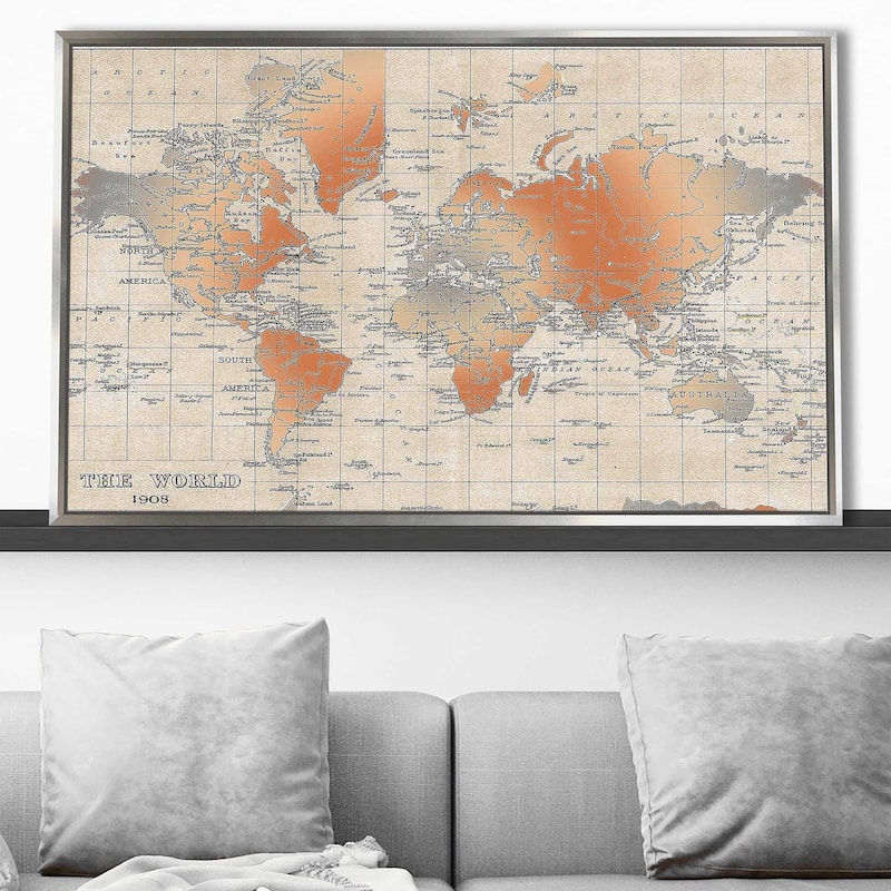 "World Map" Print on Floating Canvas