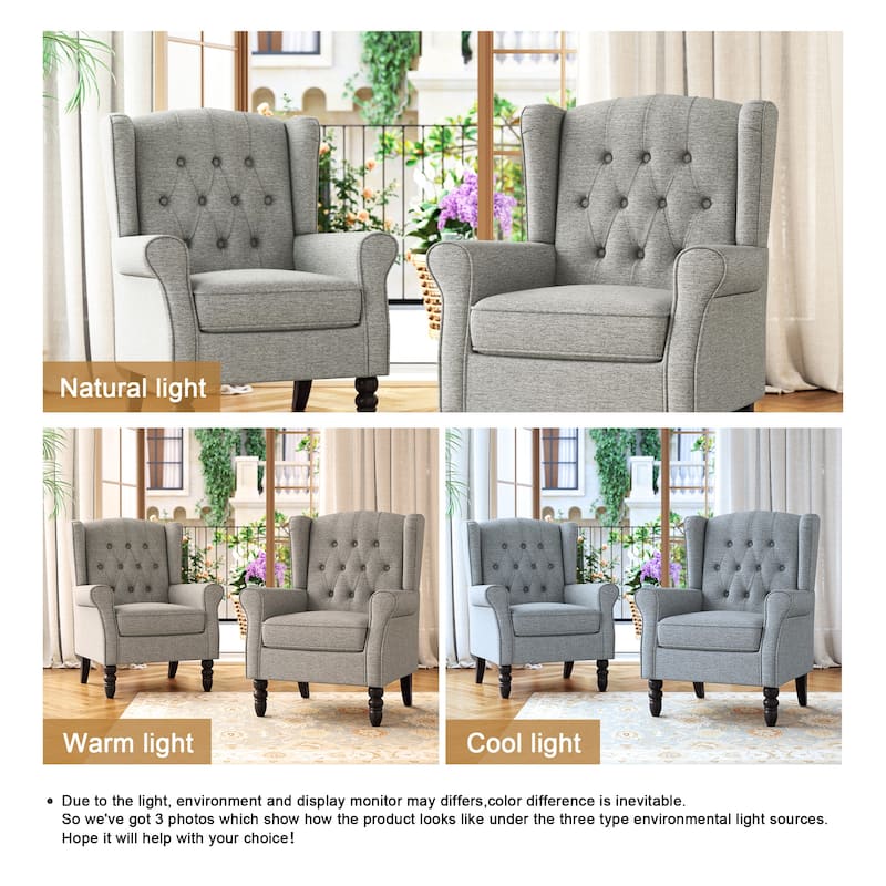 Button Tufted Wingback Upholstered Accent Chairs Set of 2
