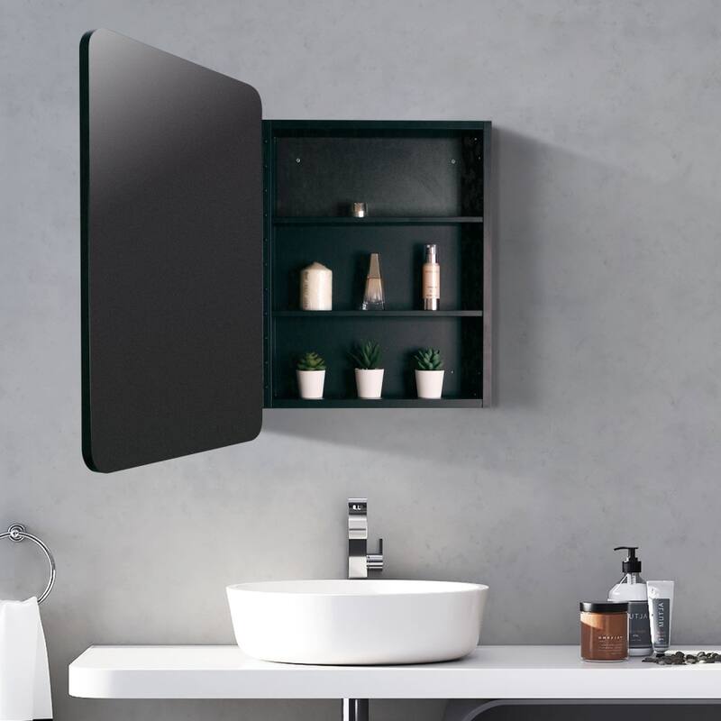 24 in. W x 30 in. H Rectangular Modern Metal Framed Wall Mount or Recessed Bathroom Medicine Cabinet with Mirror
