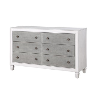 6 Drawers Wooden Dresser in Rustic Gray and Weathered White