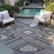 preview thumbnail 106 of 127, Machine Washable Indoor/ Outdoor Global Boho Chantille Rug Gray - 8' x 8'