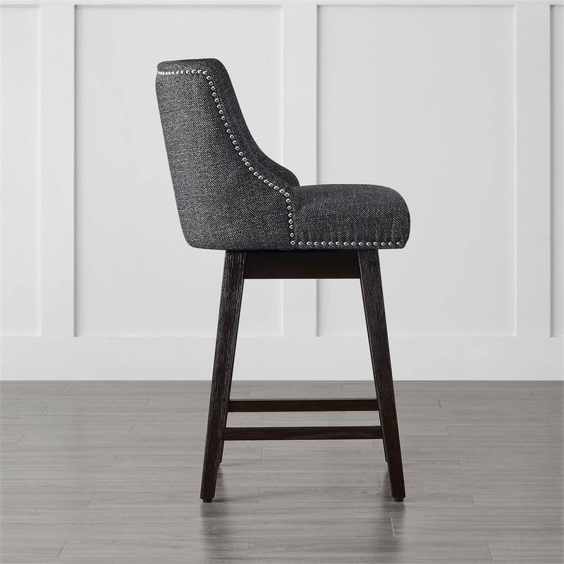 Spruce & Spring Olive Upholstered Counter Height Swivel Barstools-Single