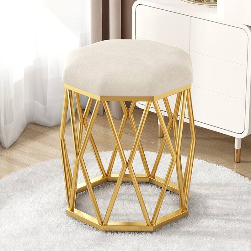 Milk White Flannel Accent Stool