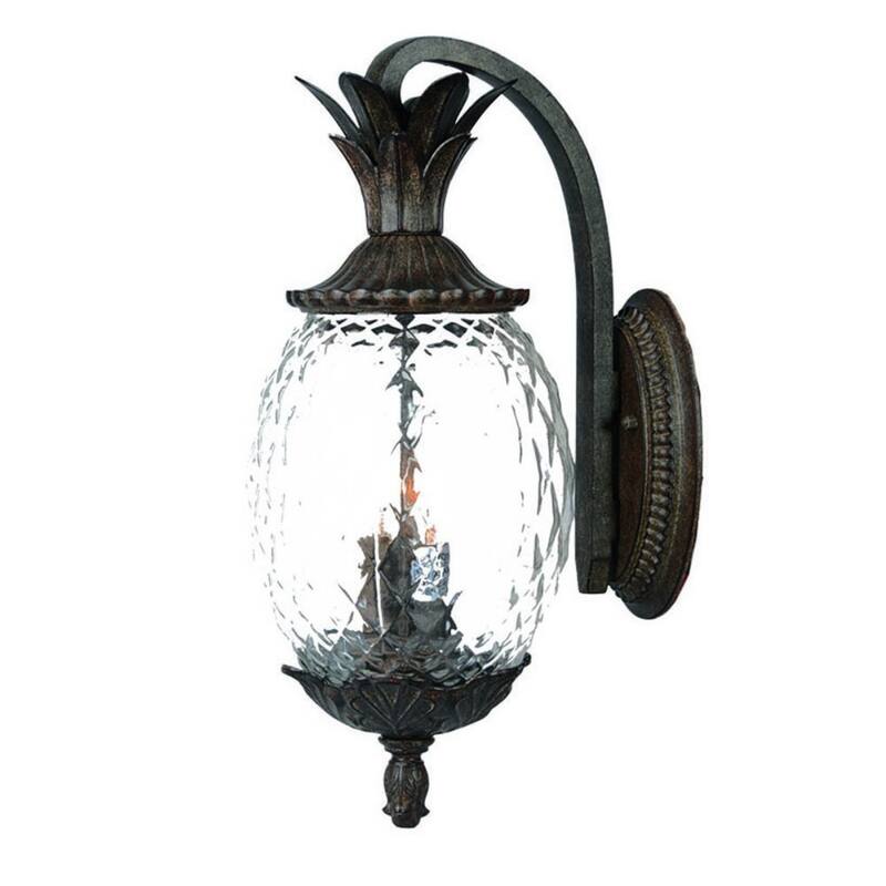 Aluminum Flush Mount Light with Pineapple Glass Shade3 Light LED - 12.50” x 9.50” x 21.75” (D x W x H)