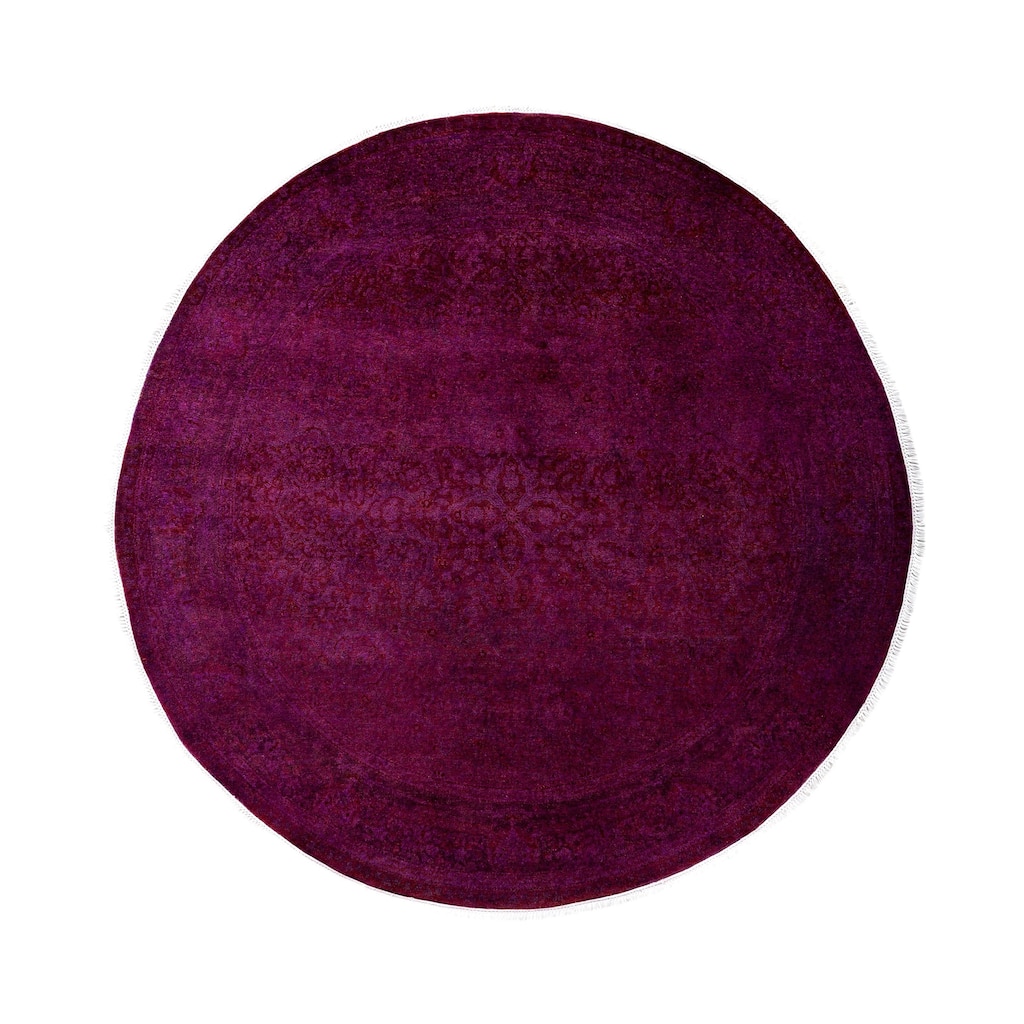 Overdyed One-of-a-Kind Hand-Knotted Area Rug - Purple - 6' 1" x 6' 1"