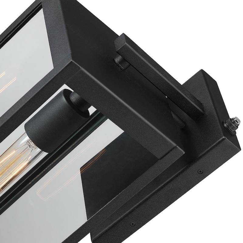 1-Light Dusk to Dawn Black Outdoor Wall Lantern Sconce - 16.5"H