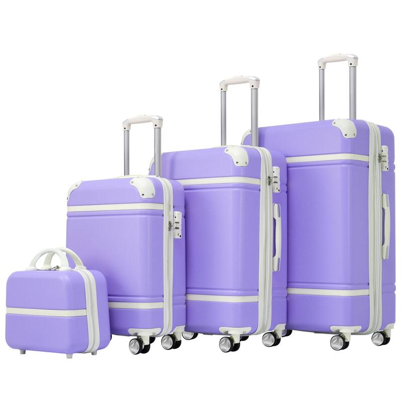 4 Pieces Hardshell Luggage Sets Lightweight 20"+24"+28" Luggages and Cosmetic Case, Travel Suitcase Set with TSA Lock