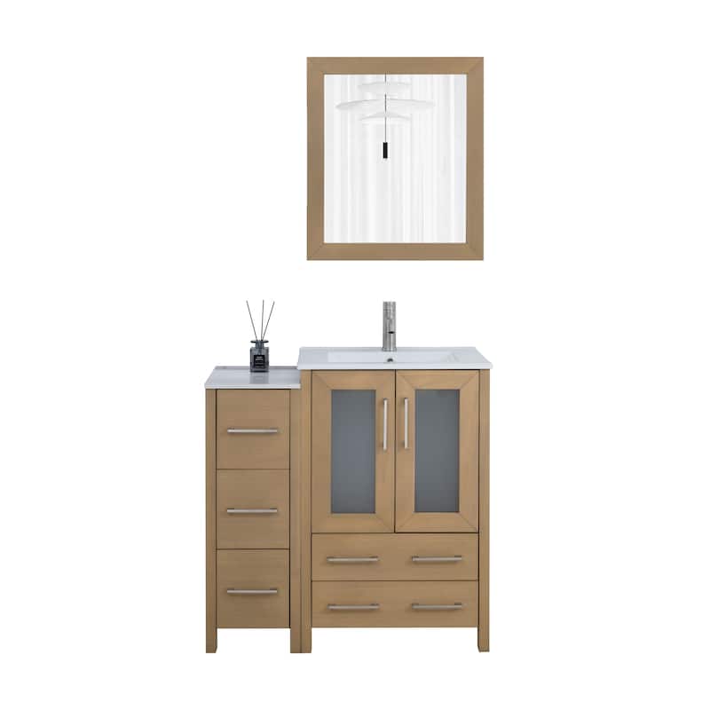 Vanity Art 36-Inch Single Sink Bathroom Vanity with Top & Free Mirror - 36 X 18.1 X 35.8