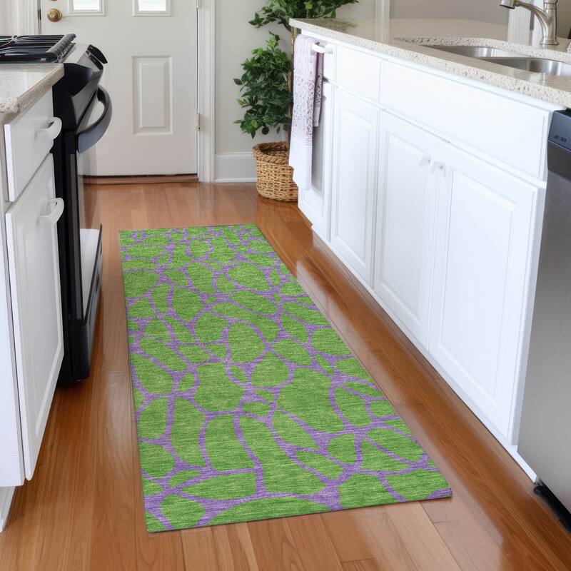 Premium Washable Super Soft Contemporary Macy Mayfield Rug - Lime - 2'3" x 7'6"