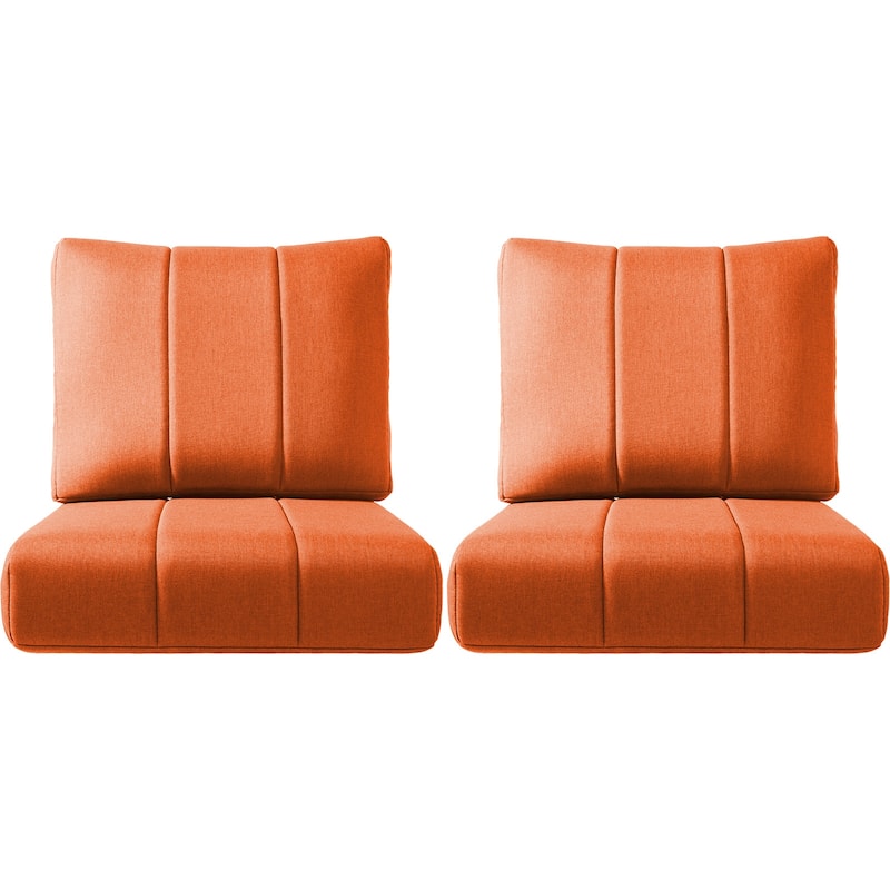 Ivora 24" W x 24" D x 6" T Water & Fade Resistant Outdoor Lounge Chair Replacement Cushion Set - 2 Sets - Orange